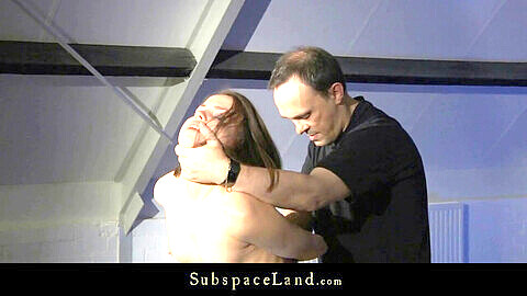 Submissive Rita Jalace blindfolded and dominated to subspace by her master