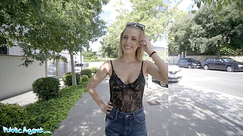 Public Agent seduces sweet Spanish blonde Lya Missy for a wild outdoor fuck