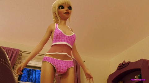 18-jährige Futanari-Puppe gibt sich selbst in einer 3D-Futanari-Sexszene eine harte Zeit (Englischer Ton)