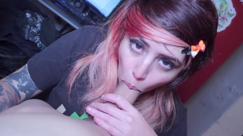 Goth chick betrays her man | sloppy oral with AHEGAO expression