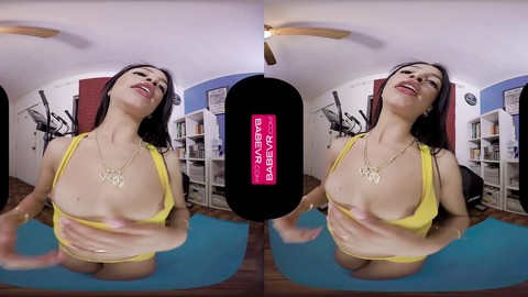 Teen Latina Veronica Rodriguez enjoys a solo workout session in BaBeVR VR porn