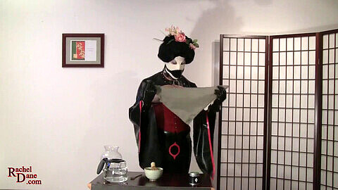 Sensual Asian shemale in latex indulges in an intimate tea ceremony