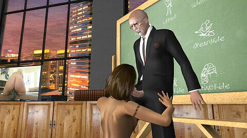 The Principal celebrates the New Year with a hot college girl dressed as Santa in Second Life School