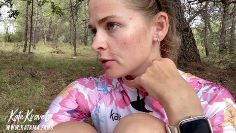 Sporty cyclist KateKravets asks me for bike help and pays with a naughty outdoor blowjob