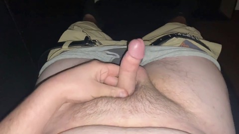 Tiny dick goes from soft to hard - almost caught masturbating on friend's sofa