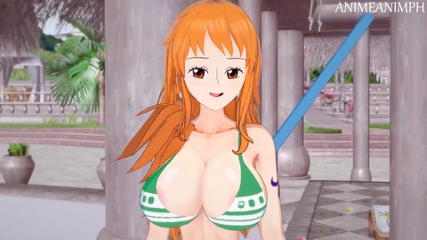 Nami from One Piece gets her perfect body filled with cum in an anime porn compilation