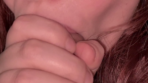 Sensual blowjob close-up as my girlfriend milks my throbbing shaft