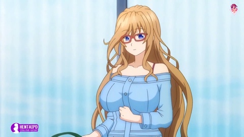 La bomba sexy dalle forme prosperose con gli occhiali gode dello stile pecorina con il suo compagno in anime hentai