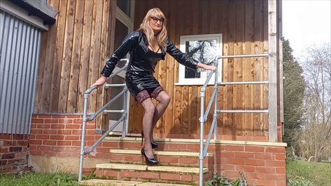 Gorgeous trans princess gets her ass pounded and sprays milk at the Village Hall
