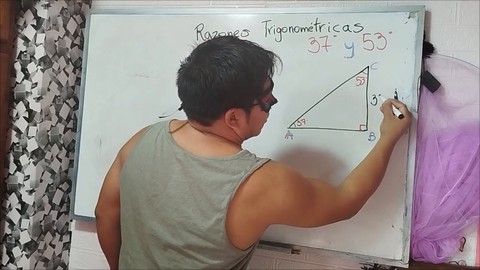 18-Year-Old Geometry Lesson: Cumshot inside after 37° angle with a monster cock