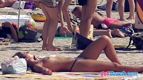 Beach topless, beach voyeur teen sex, topless spanish beach