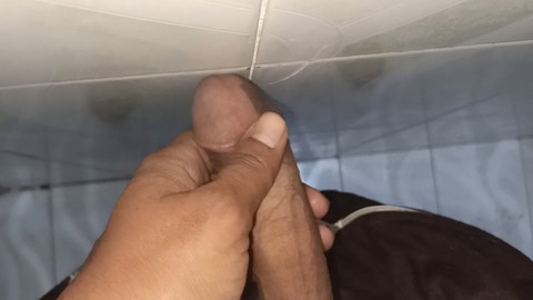 Handsome dude gets hammered with an intense handjob by himself