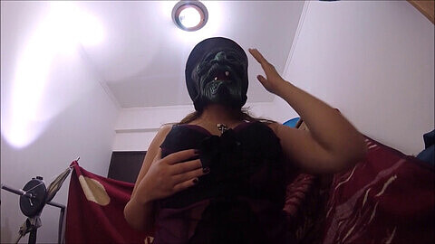 Witch mask, masked pantyhose, gas mask