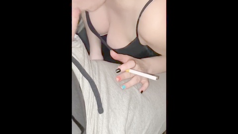 Smoking fetish, smoking blowjob, カムショット