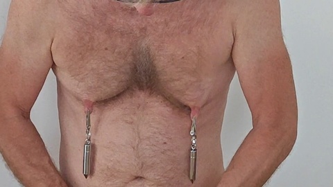 Man masturbating, clamp, butt plugs