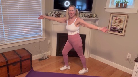 Mature BBW gilf in yoga pants gets frisky in full video