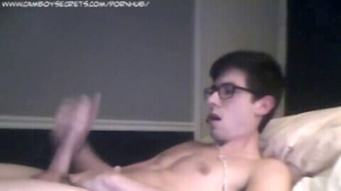 Glasses, gay jerking off, web cam