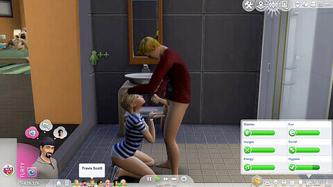 Casa porno de los Sims 4 llena de sexo duro, doble penetración y orgasmos intensos.