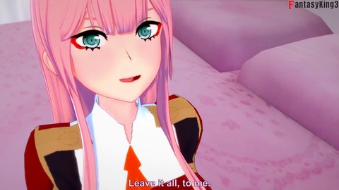 Zero Two gets busy in this full POV anime scene from Darling in the Franxx