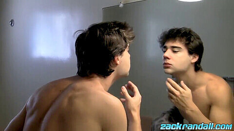 cool Zack Randall treats himself with a shave before tug