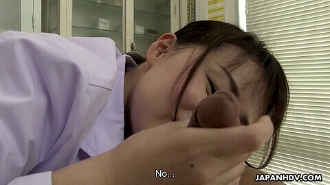 Japanese nurse Sayaka Aishiro gives uncensored blowjob at work